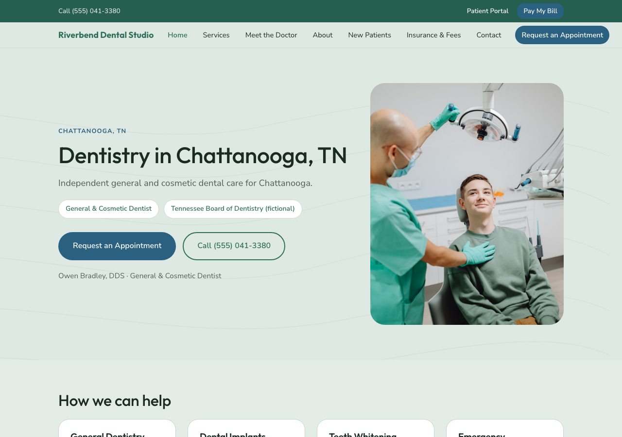 Homepage of Riverbend Dental Studio