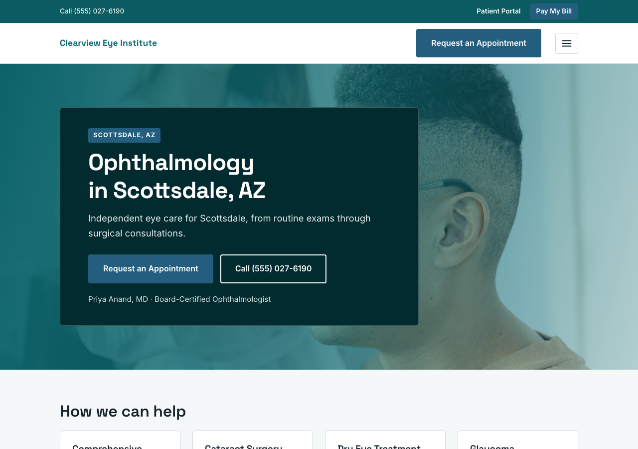 Homepage of Clearview Eye Institute