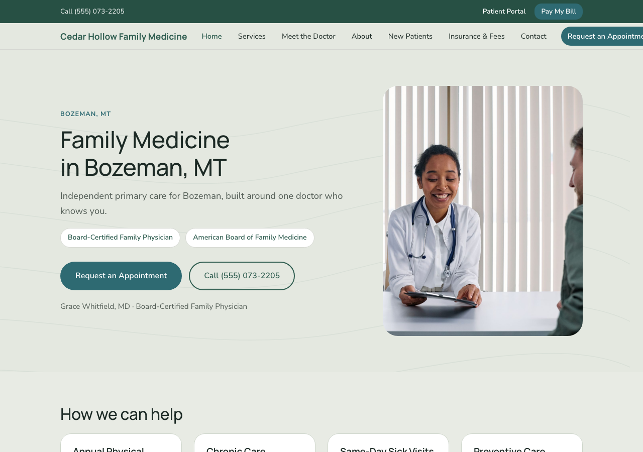 Homepage of Cedar Hollow Family Medicine